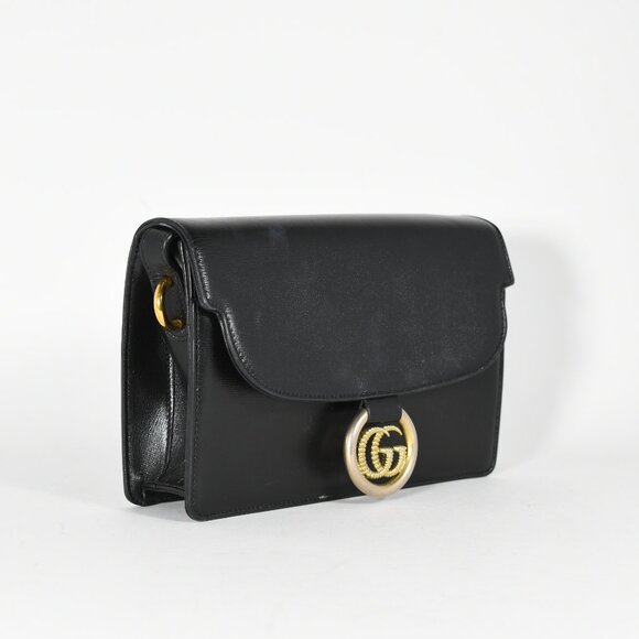 Gucci Small GG Ring Shoulder Bag - Black Leather, Gold Hardware - Picture 8 of 13